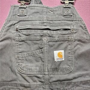 Carhartt Bib Overalls Mens 38x30 Gray Double Knee Carpenter Work Wear Canvas